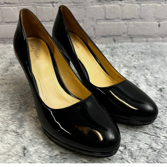 Cole Haan Air Chelsea Black Patent Leather Heels Size 9B Classic Formal Wedding - Picture 2 of 11